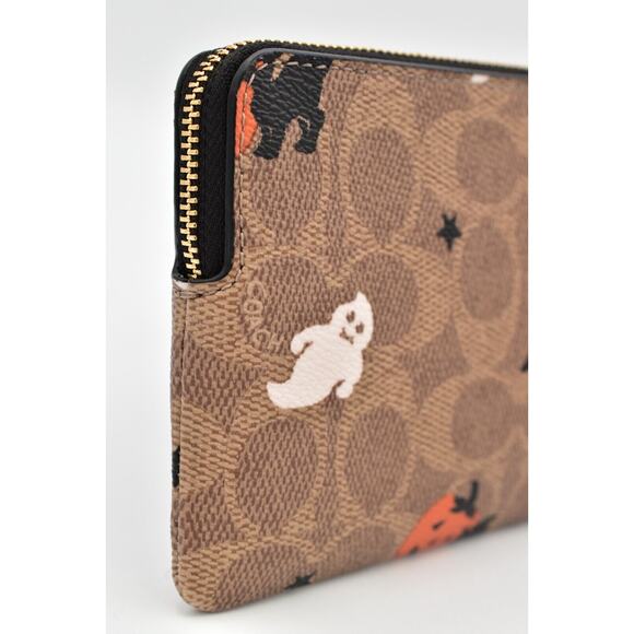 COACH Corner Zip Wristlet Signature Canvas Halloween Print Ghost Cat NEW LIMITED - Picture 8 of 16